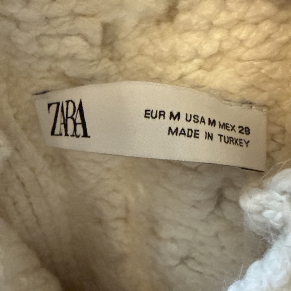 Zara Metallic Ivory Cable Knit Sweater Medium NWOT - Picture 5 of 5